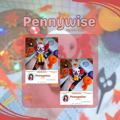Pennywise amigurumi pattern (big and chibi version)