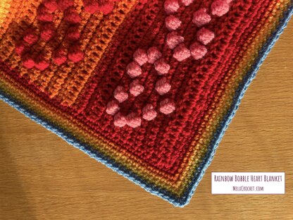 Rainbow Bobble Heart Blanket pattern by Melu Crochet