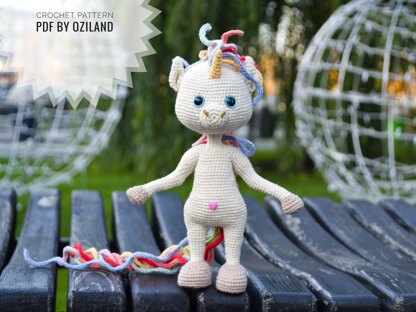 Crochet Pattern Amigurumi Rainbow the unicorn toy