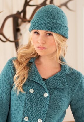 Double Breasted Jacket and Hat in Rico Essentials Soft Merino Aran - 185 - Downloadable PDF