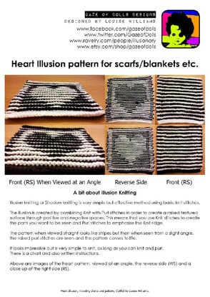 Black & White Valentine Heart Illusion Knitting