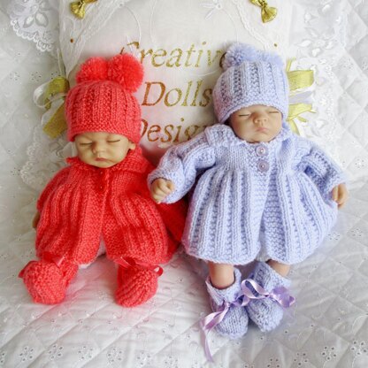 Easy knitting pattern 10" Doll, matinee Coat, Hat, Shorts and Boots