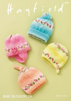 Baby Hats in Hayfield Baby Blossom DK - 4839 - Downloadable PDF