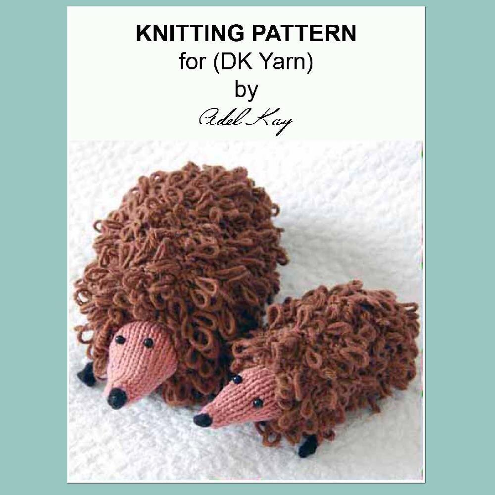 Knitting Pattern for Hedgehog Mum & Baby in Loop Stitch