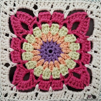 Crocheted Granny Square Needle Book Fall Flower  Granny square crochet,  Granny square, Crochet granny