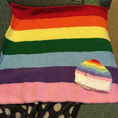 Gorgeous Rainbow Baby Blanket and Rainbow Baby Beanie Patterns