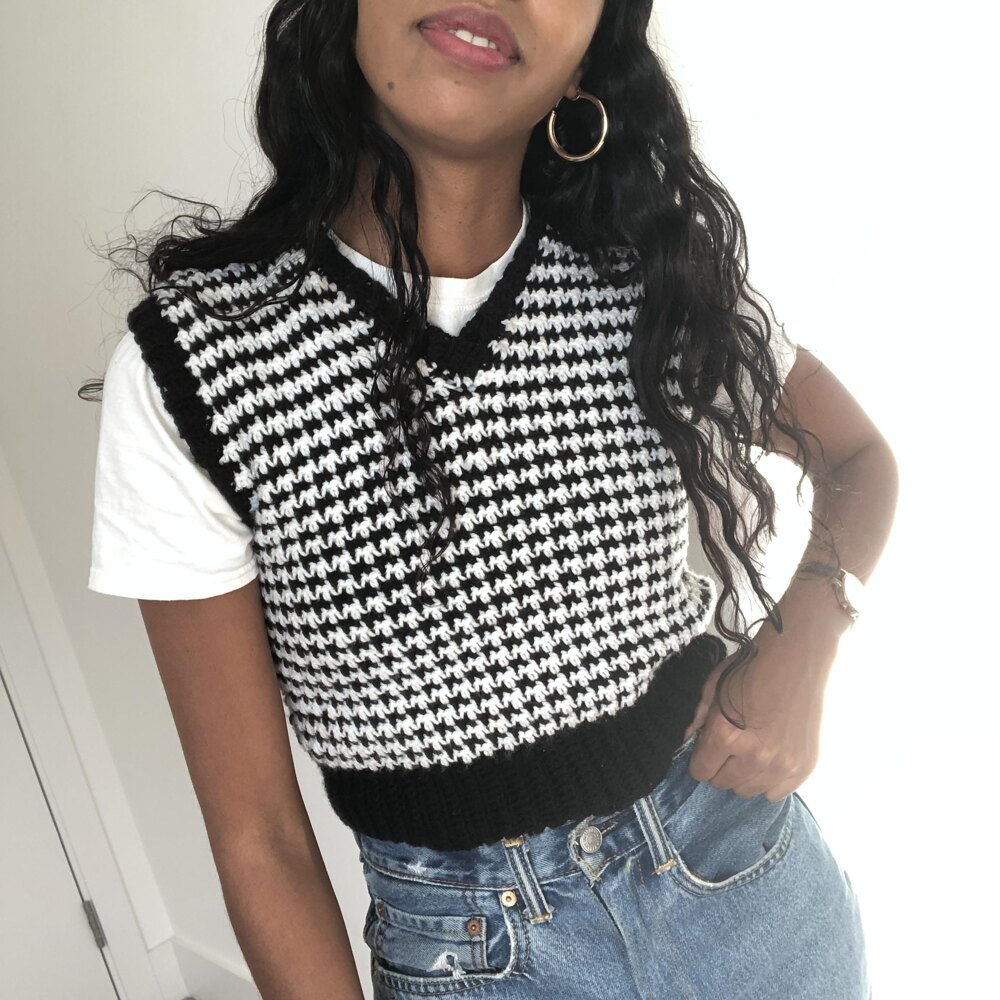 Houndstooth Jersey Vest one size