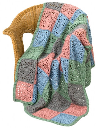 Random Squares Throw in Caron Simply Soft Heathers - Downloadable PDF