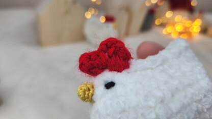 Mini plush chicken in basket