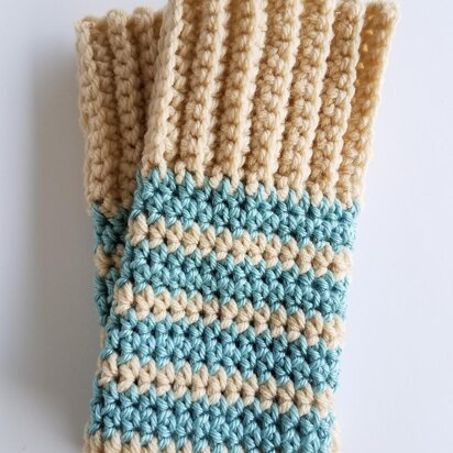 Striped fingerless mittens