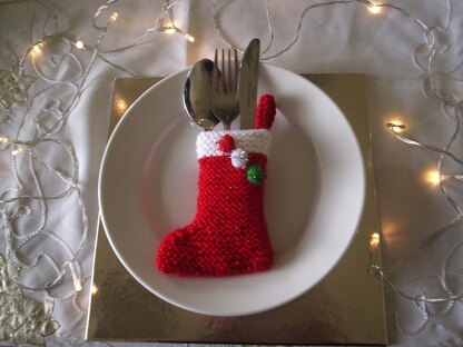 Pompom Christmas stocking cutlery holder chocolates & treats cover