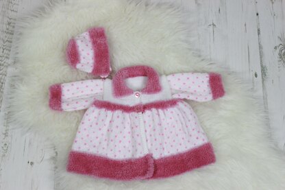 Knitting Pattern baby jacket & hat UK & USA Terms # 102