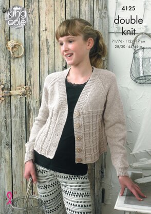 Cropped Raglan Cardigans in King Cole Authentic DK - 4125 - Downloadable PDF