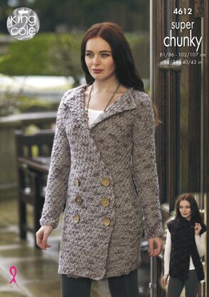 Coatigan, Cardigan & Gilet in King Cole Big Value Super Chunky Twist - 4612 - Downloadable PDF