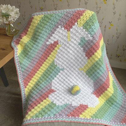 Rainbow Bunny c2c blanket