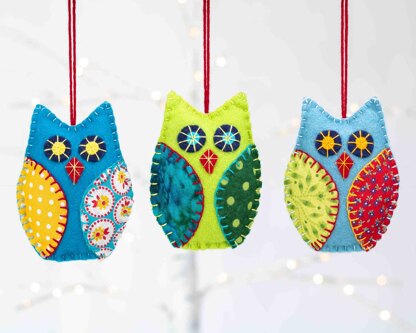 Patchwork Owls Felt Ornament