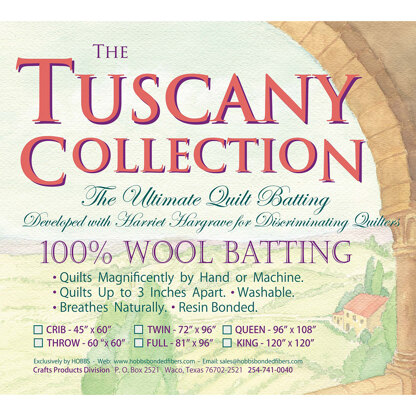 Hobbs Batting Tuscany 100% Washable Wool 96in x 108in Queen