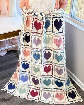 Scrap Hearts Afghan Crochet Pattern