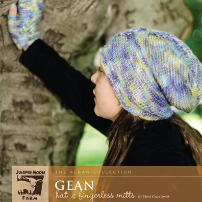 Gean Hat & Fingerless Mitts Set in Juniper Moon Farm Marlowe Dappled