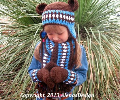 Fringe Bobble Brown & Blue Scarf