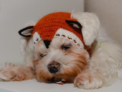 Fox dog hood, Crochet Pattern PDF, Size: XS for small dog. Language - English
