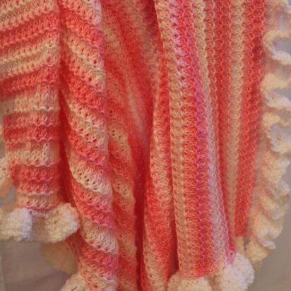 Strawberry Vanilla Baby Blanket with Ruffle.