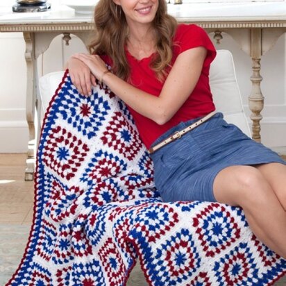 Colors of America Throw in Red Heart Super Saver Economy Solids - LW2729