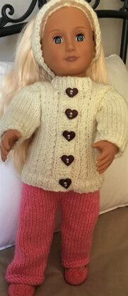 Aran Cardigan and Trousers set 18 inch doll