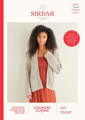Crochet Cardigan in Sirdar Country Classic 4ply - 10245 - Downloadable PDF