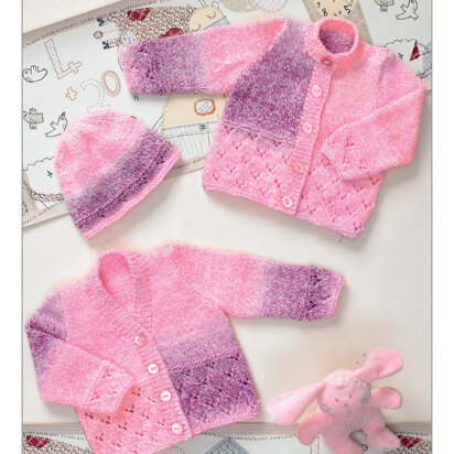 Hat and Cardigans in James C. Brett Baby Marble DK - JB009 - knitting pattern