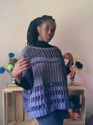 Distressed poncho sweater pattern