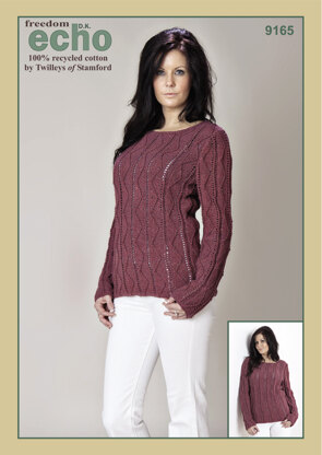 Knitted Textured Sweater in Twilleys Freedom Echo DK - 9165