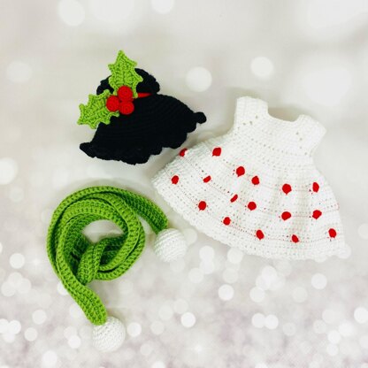 Crochet doll clothes, amigurumi doll clothes, Christmas elf outfit