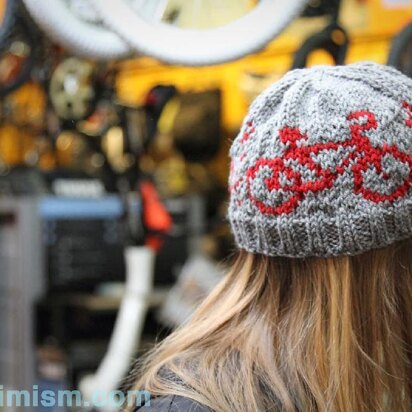 Bicycle Patterned Knit Hat