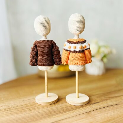 Crochet doll clothes pattern, amigurumi clothes, doll sweaters, doll clothes, Autumn sweaters