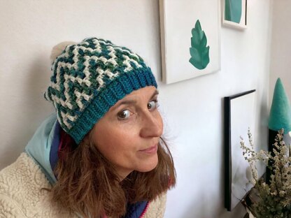 Chunky Mosaic Bobble Hat