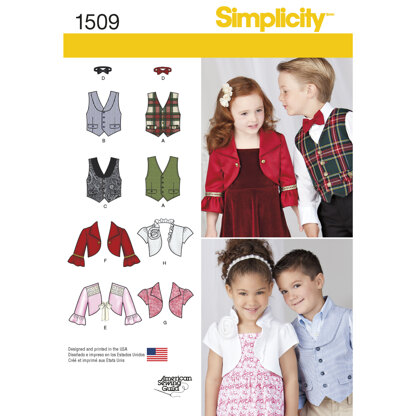 Simplicity Child's Vest, Bolero and Bow Tie 1509 - Paper Pattern, Size A (3-4-5-6-7-8)