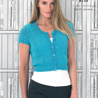 Ladies Cap Sleeved Cardigan and Long Sleeved Sweater in King Cole Galaxy DK - 4110 - Downloadable PDF