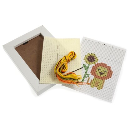 Groves & Banks Lion Cross Stitch Kit with Frame - 12cm x 16cm