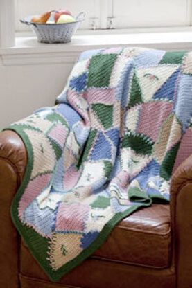 Embroidered Crazy Quilt Afghan in Caron Simply Soft - Downloadable PDF