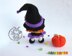 Young Witch doll and Pumpkin knitted flat