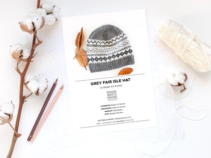 GRAY Fair Isle Hat