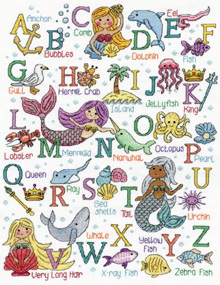 Design Works Mermaid ABC Cross Stitch Kit - 30cm x 41cm