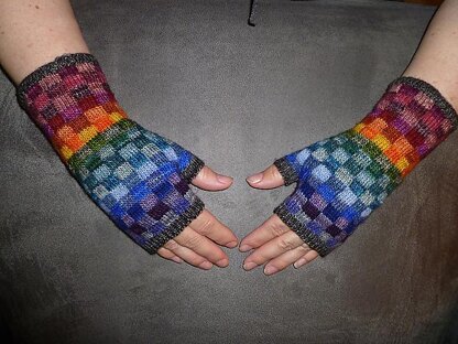 Mosaic Happy Fingerless Gloves