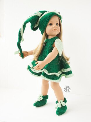 Outfit Elf for doll 16-18"  knitting flat