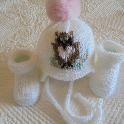 Baby Owl Hat And Booties