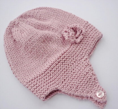 Charlotte Earflap Hat with Rose Flower