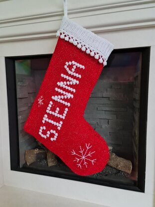 Personalised Bobble Name Christmas Stocking