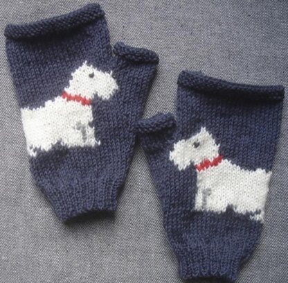 Scottie Dog fingerless gloves