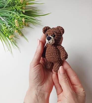 Crochet teddy bear, amigurumi bear keychain